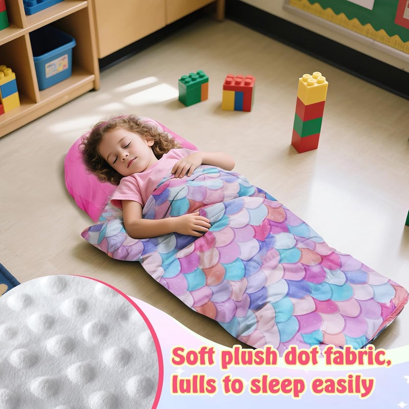Biubee Thick Toddler Nap Mat with Pillow - Lightweight & Portable Toddler Sleeping Bag for Kids Boys Girls Aged 1~5 Daycare Preschool Travel - Image 4